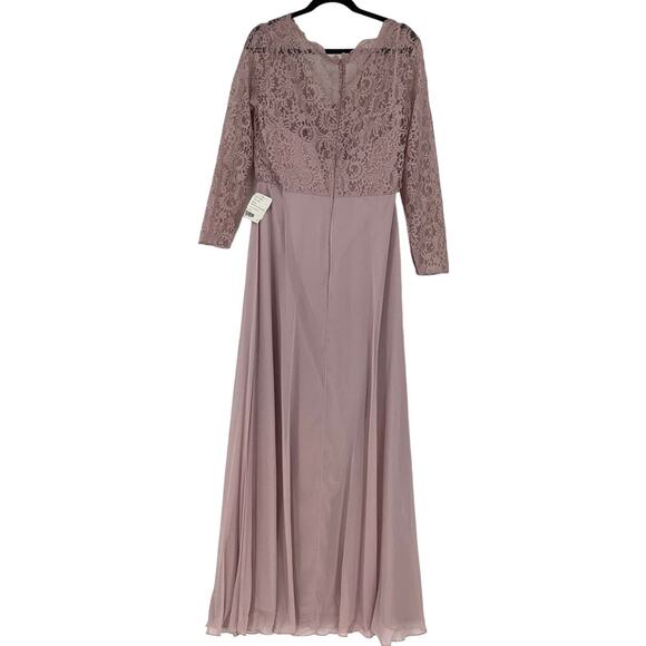 Dessy Collection Size 18 Lace Lux Chiffon Gown Dress Suede Rose $285 msrp II20-9 - Picture 2 of 8